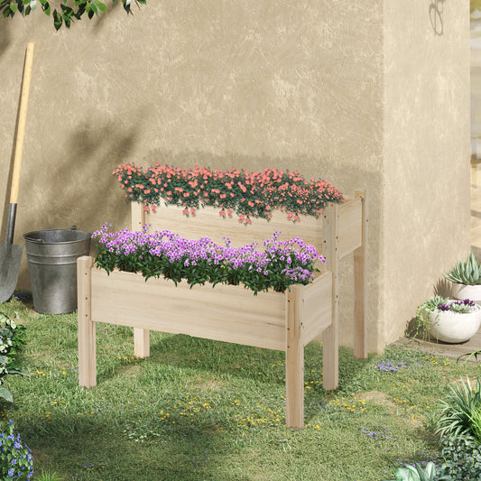 outsunny-2-piece-solid-fir-wood-plant-raised-bed-garden-flower-vegetable-herb-grow-box-86l-x-85w-x-72h-cm-natural-wood-color