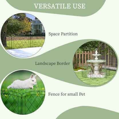 outsunny-metal-decorative-outdoor-picket-fence-panels-set-of-6-black