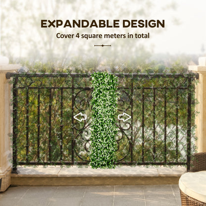 outsunny-2-pcs-expandable-faux-privacy-fence-2-x-1m-decorative-trellis-w-artificial-leaves-garden-telescopic-hedge-privacy-screen-greenery-walls