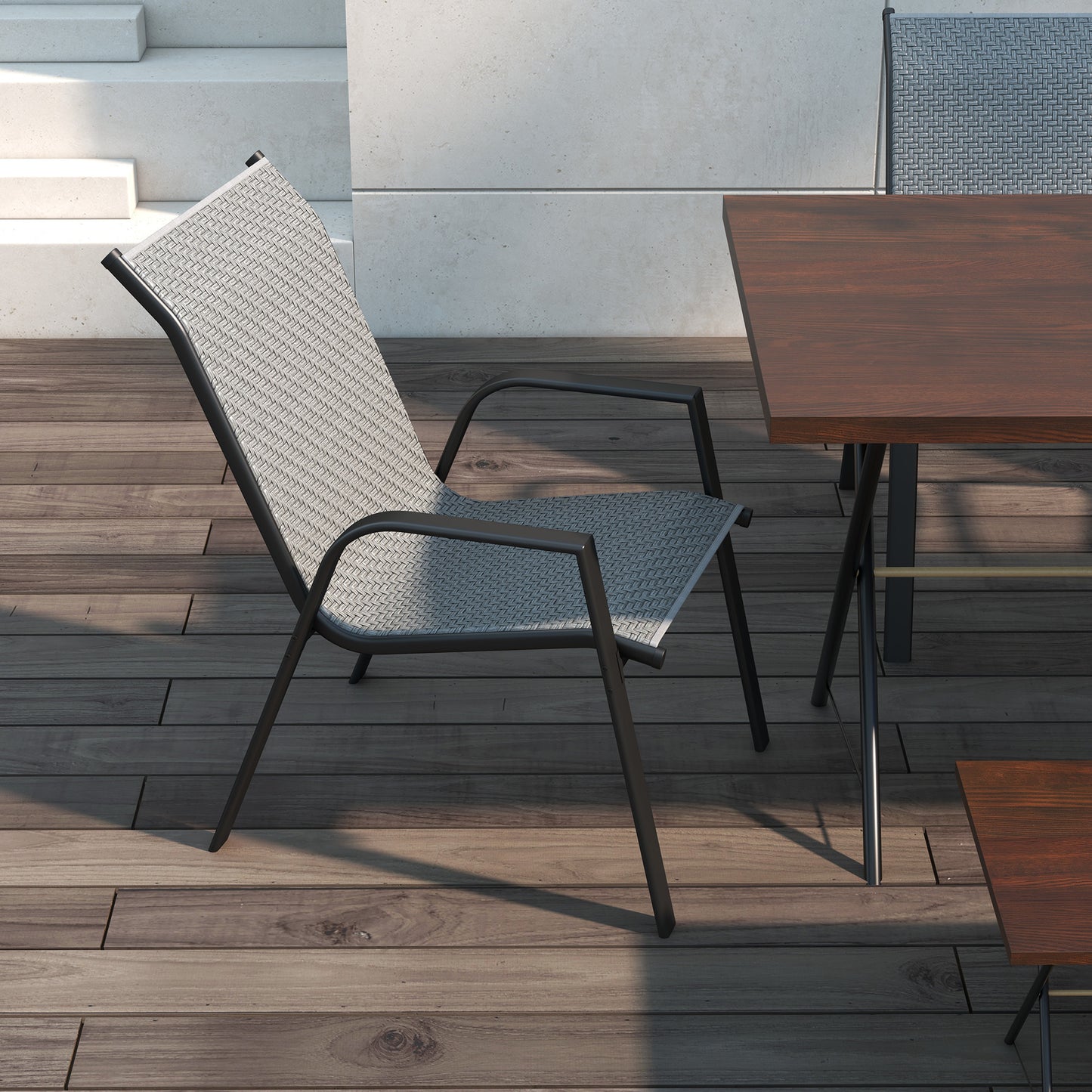outsunny-stackable-outdoor-rattan-chairs-set-of-4-with-armrests-and-backrest-grey