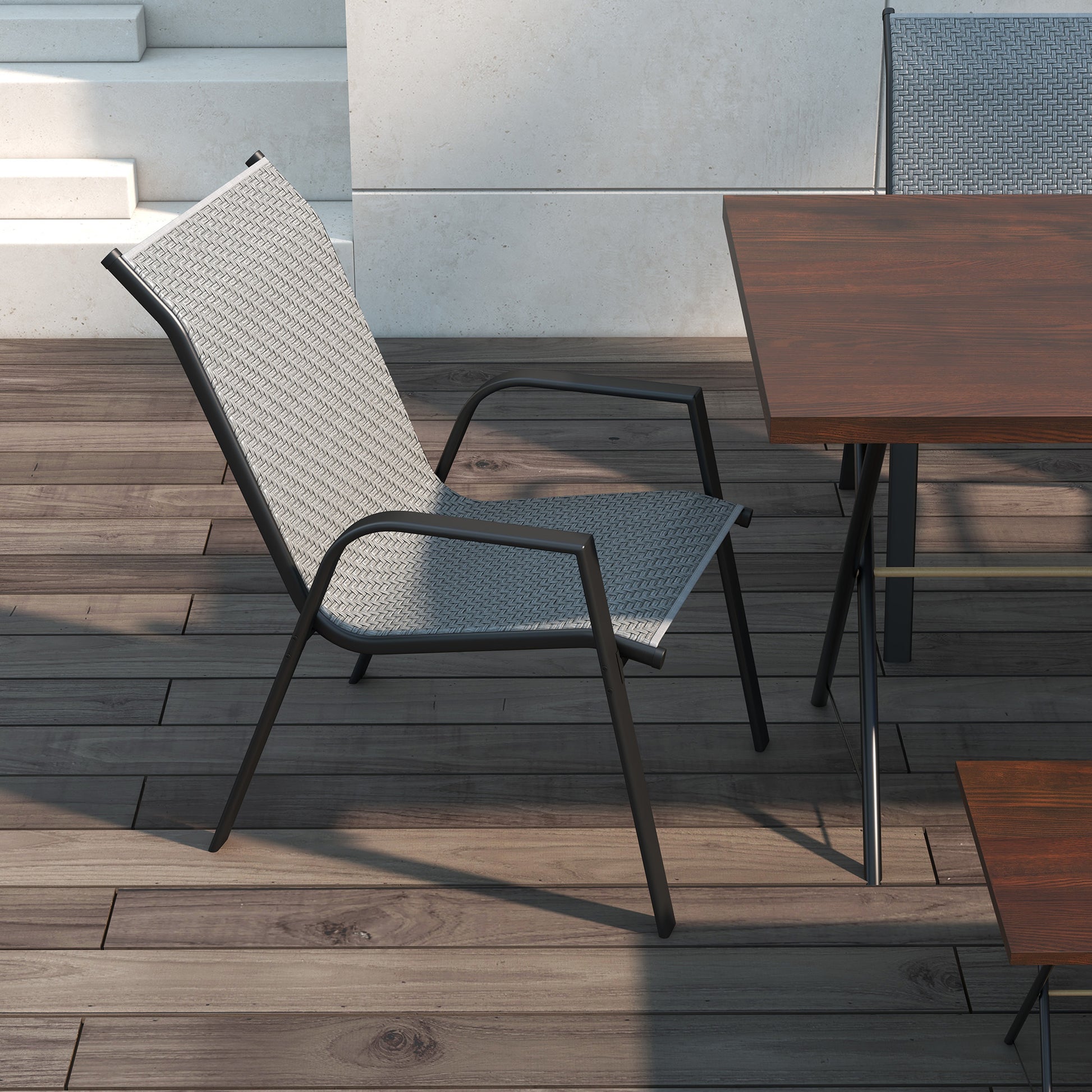 outsunny-stackable-outdoor-rattan-chairs-set-of-4-with-armrests-and-backrest-grey