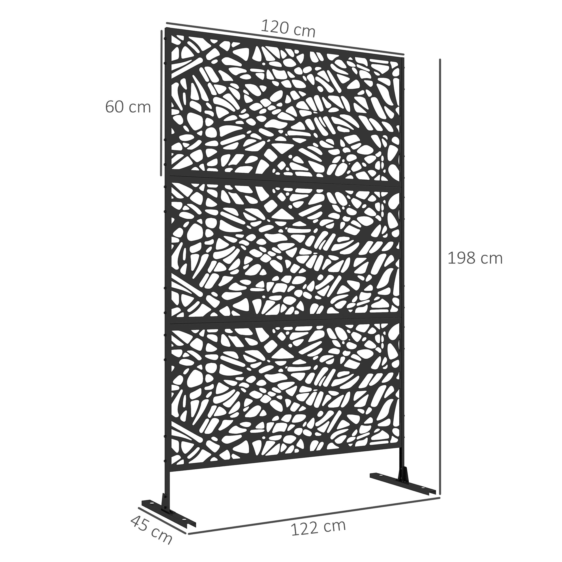 outsunny-metal-decorative-privacy-screen-outdoor-divider-black-twisted-lines