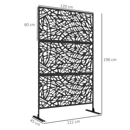 outsunny-metal-decorative-privacy-screen-outdoor-divider-black-twisted-lines
