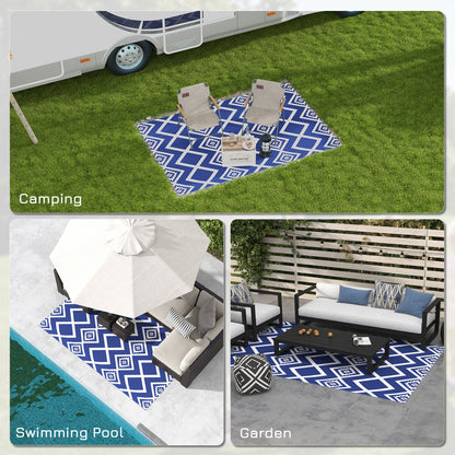 outsunny-plastic-straw-reversible-rv-outdoor-rug-with-carry-bag-182-x-274cm-blue-and-white