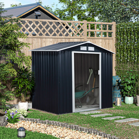 outsunny-lockable-garden-shed-large-patio-roofed-tool-metal-storage-building-foundation-sheds-box-outdoor-furniture-7ft-x-4ft-dark-grey