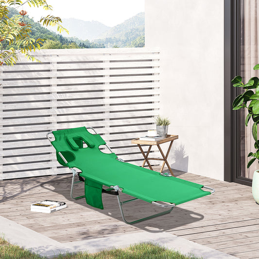 outsunny-beach-chaise-lounge-with-face-cavity-arm-slots-portable-sun-lounger-reclining-lounge-chair-for-patio-garden-beach-pool-green