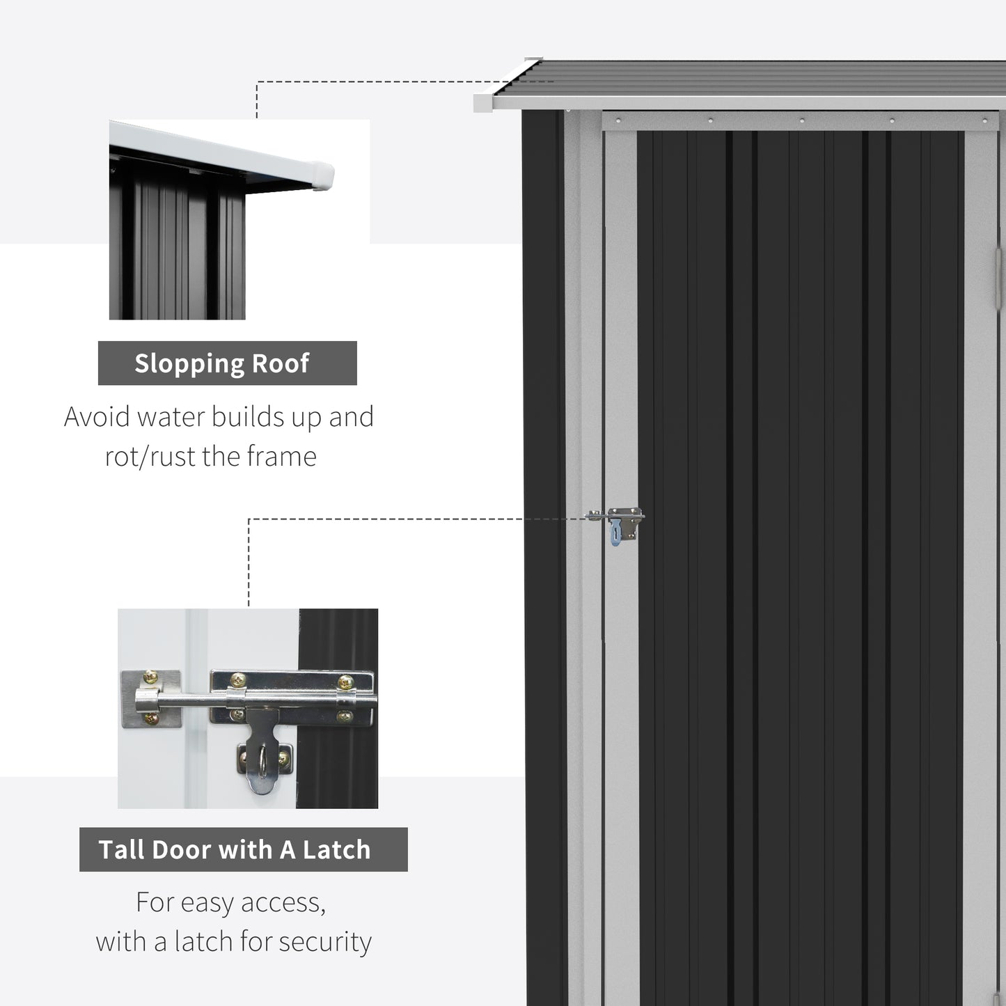 outsunny-garden-storage-shed-outdoor-tool-shed-with-sloped-roof-lockable-door-for-equipment-bikes-grey-142-x-84-x-189cm