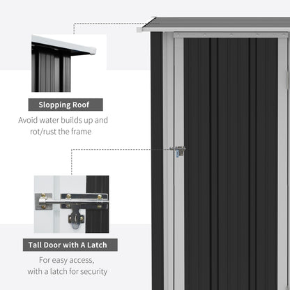 outsunny-garden-storage-shed-outdoor-tool-shed-with-sloped-roof-lockable-door-for-equipment-bikes-grey-142-x-84-x-189cm