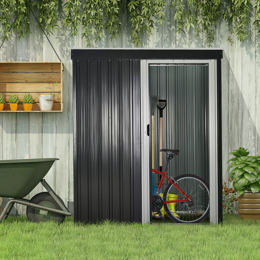outsunny-2-x-3ft-garden-storage-shed-with-sliding-door-and-sloped-roof-outdoor-equipment-tool-backyard-black