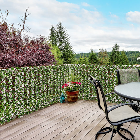 outsunny-2-pcs-expandable-faux-privacy-fence-2-x-1m-decorative-trellis-w-artificial-leaves-garden-telescopic-hedge-privacy-screen-greenery-walls