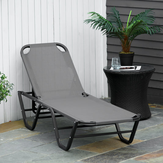 outsunny-sun-lounger-relaxer-recliner-with-5-position-adjustable-backrest-lightweight-frame-for-pool-or-sun-bathing-grey