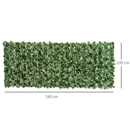 outsunny-4-piece-artificial-leaf-hedge-screen-privacy-fence-panel-for-garden-outdoor-indoor-decor-dark-green-2-4m-x-1m