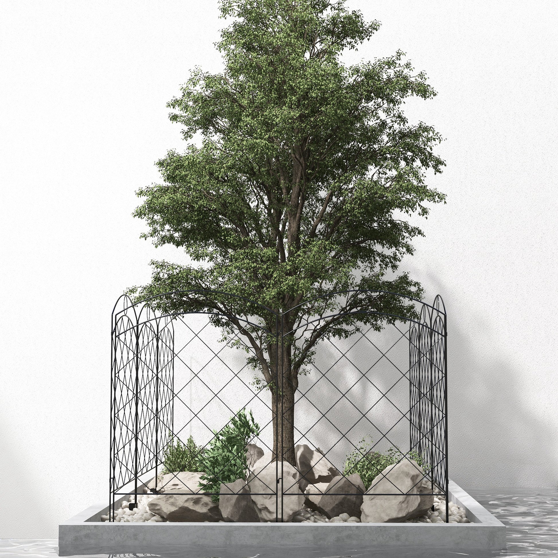 outsunny-steel-decorative-outdoor-picket-fence-panels-set-of-4-black