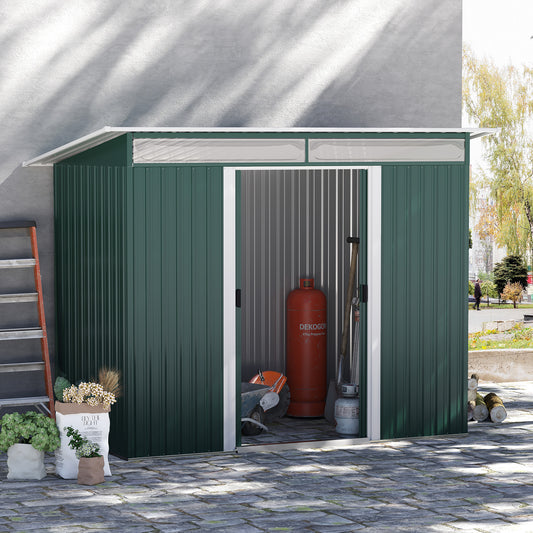 outsunny-pent-roofed-metal-garden-shed-house-hut-gardening-tool-storage-w-ventilation-260l-x-133w-x-200hcm