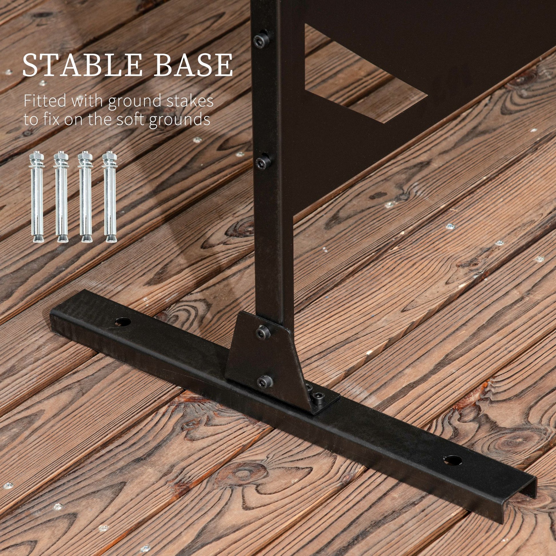 outsunny-privacy-screen-with-stand-and-ground-stakes-6-5ft-metal-outdoor-divider-decorative-privacy-panel-for-garden-patio-pool-hot-tub