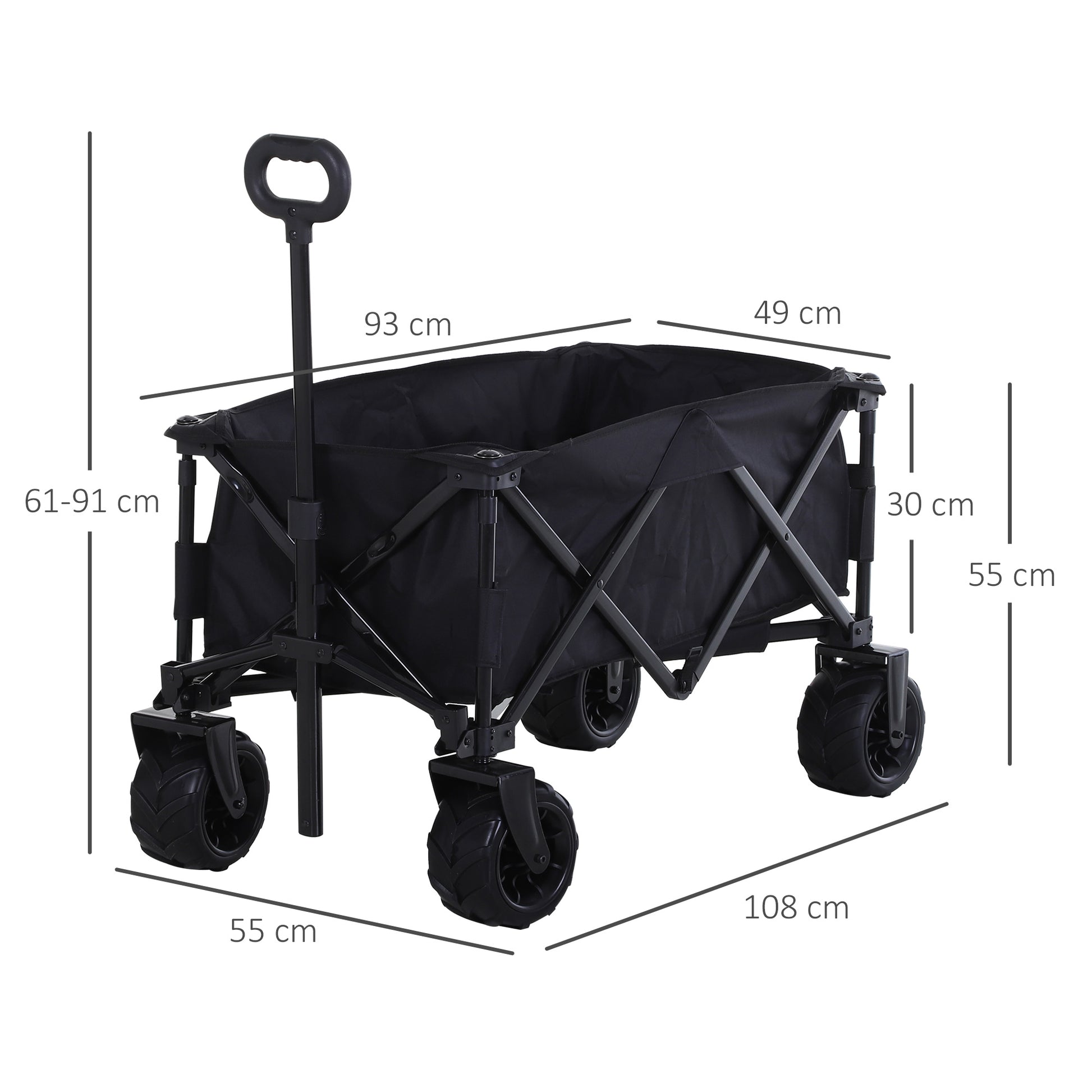 outsunny-outdoor-folding-garden-trolley-on-wheels-capming-cargo-wagon-cart-trailer-w-handle-wheels-for-beach-garden-black