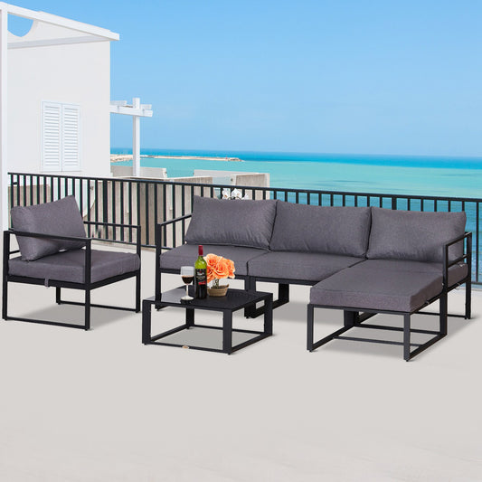 outsunny-6-pcs-outdoor-indoor-sectional-sofa-set-thick-padded-cushions-aluminium-frame-5-seaters-1-coffee-table-footrest-grey