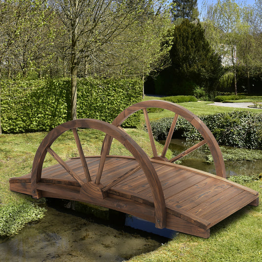 outsunny-wooden-garden-bridge-lawn-decor-stained-finish-arc-outdoor-pond-walkwayyard-decoration-half-wheeled-railings-100l-x-50w-x-37hcm