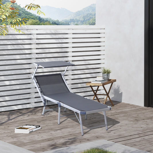 outsunny-garden-sun-lounger-texteline-chaise-lounge-reclining-chair-with-canopy-adjustable-backrest-bed-aluminium-frame-grey