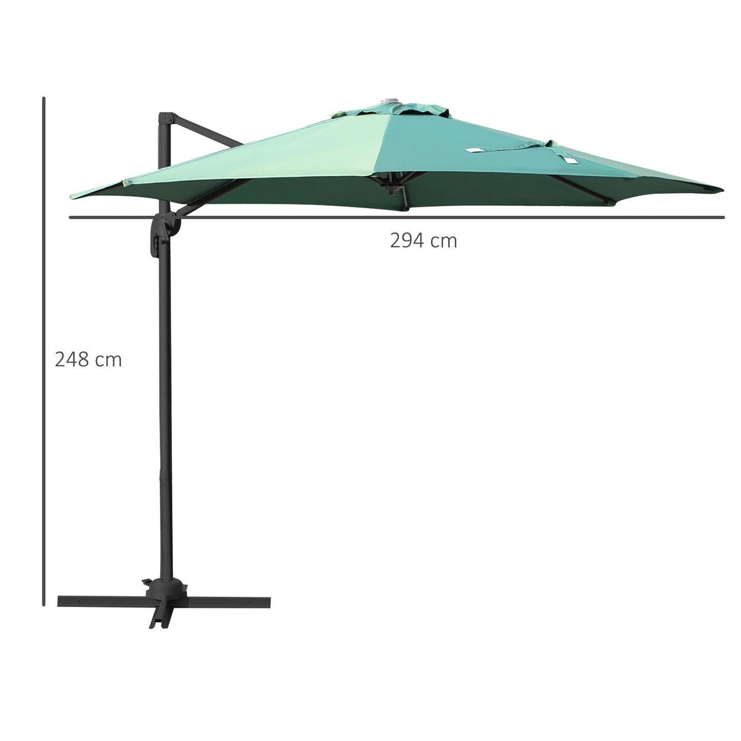 outsunny-3m-patio-offset-roma-parasol-cantilever-hanging-sun-shade-canopy-shelter-360-rotation-with-cross-base-green