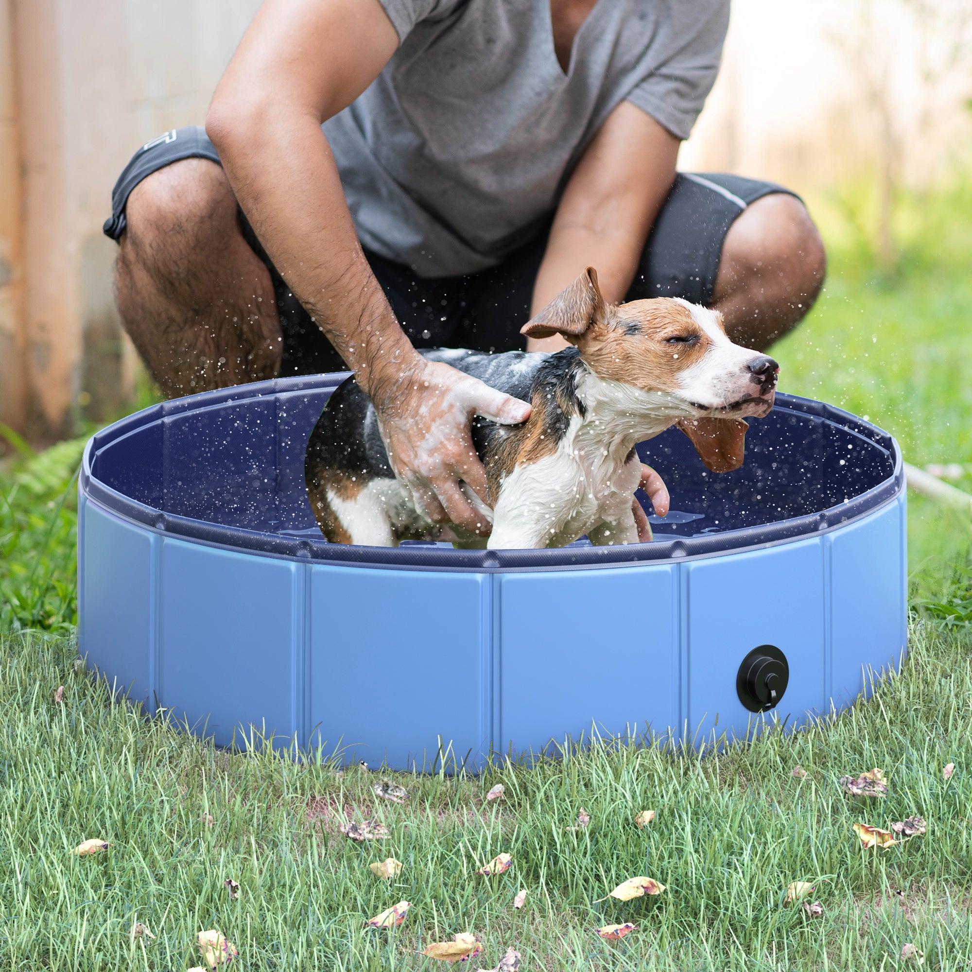 PawHut Pet Swimming Pool, Foldable, 80 cm Diameter-Blue – GardenArch