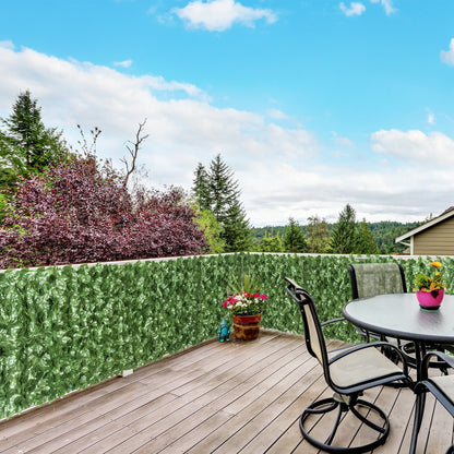 outsunny-4-piece-artificial-leaf-hedge-screen-privacy-fence-panel-for-garden-outdoor-indoor-decor-dark-green-2-4m-x-1m