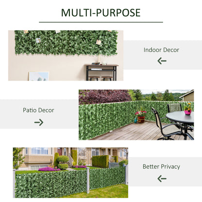 outsunny-4-piece-artificial-leaf-hedge-screen-privacy-fence-panel-for-garden-outdoor-indoor-decor-dark-green-2-4m-x-1m