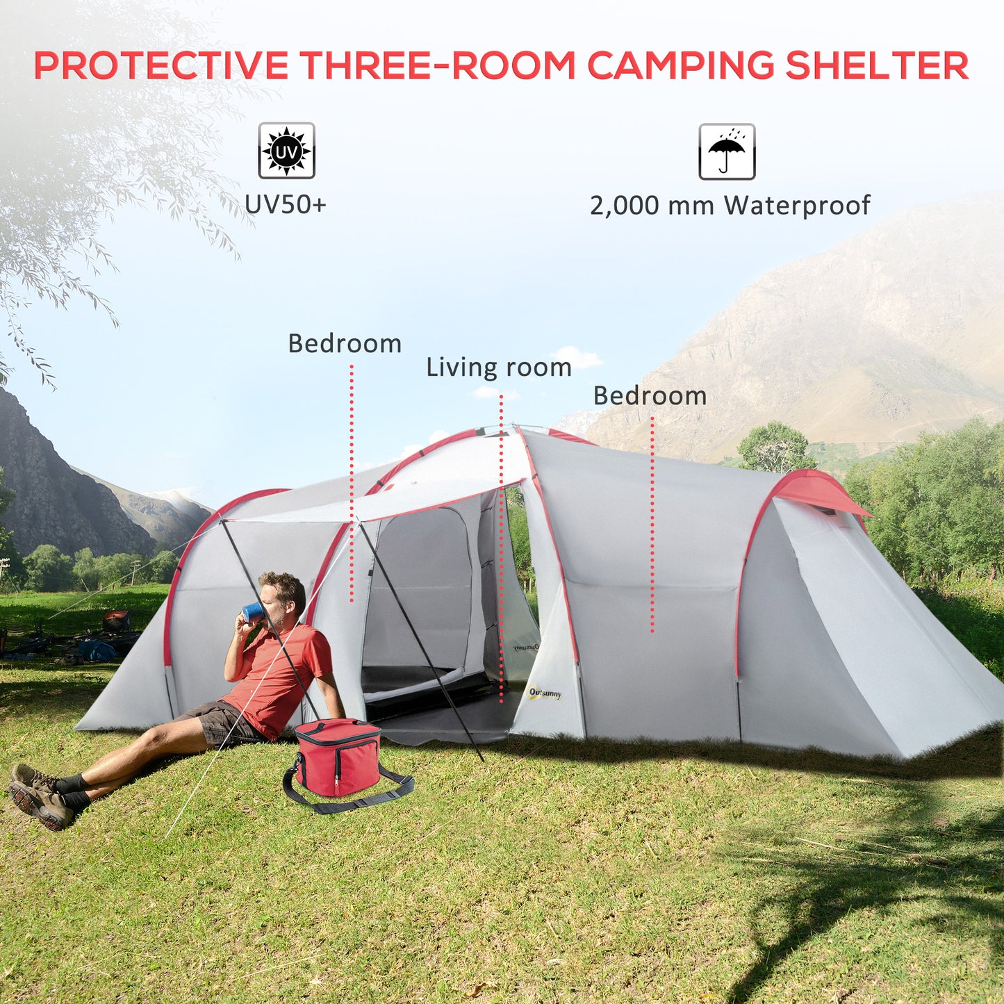 outsunny-4-6-man-tunnel-tent-with-2-bedroom-living-area-and-vestibule-large-camping-tent-2000mm-waterproof-uv50-portable-with-bag-for-fishing