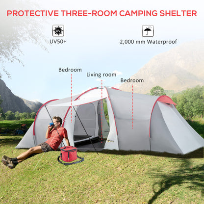 outsunny-4-6-man-tunnel-tent-with-2-bedroom-living-area-and-vestibule-large-camping-tent-2000mm-waterproof-uv50-portable-with-bag-for-fishing