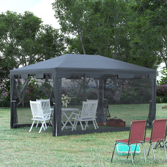 outsunny-4-m-x-3-m-gazebo-party-tent-outdoor-canopy-garden-sun-shade-w-mesh-sidewalls-dark-grey