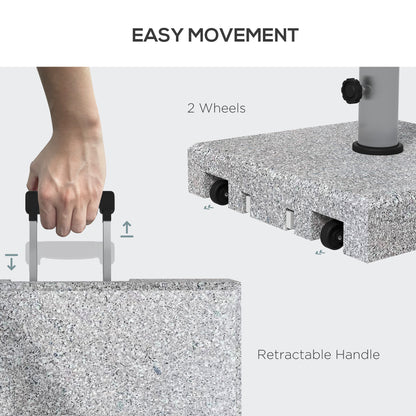 outsunny-granite-parasol-base-28kg-heavy-duty-square-umbrella-stand-with-wheels-retractable-handle-stainless-steel-tube-grey