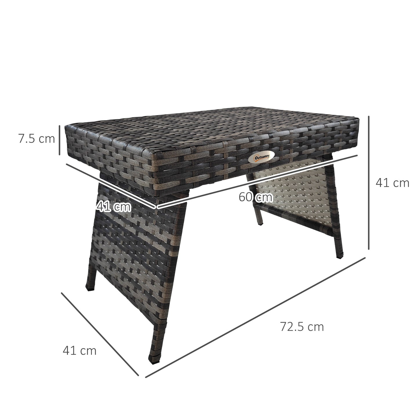 outsunny-foldable-outdoor-coffee-table-metal-frame-rattan-side-table-coffee-table-side-table-for-lawn-garden-mixed-grey
