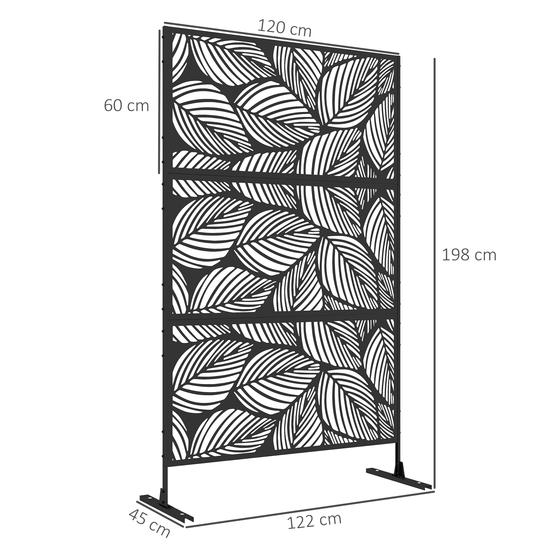 outsunny-metal-decorative-privacy-screen-outdoor-divider-black-leaf