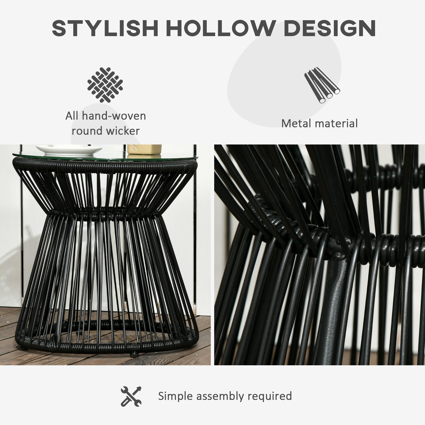 outsunny-round-end-table-rattan-side-table-hollow-drum-design-coffee-table-w-glass-tabletop-for-patio-garden-balcony-black