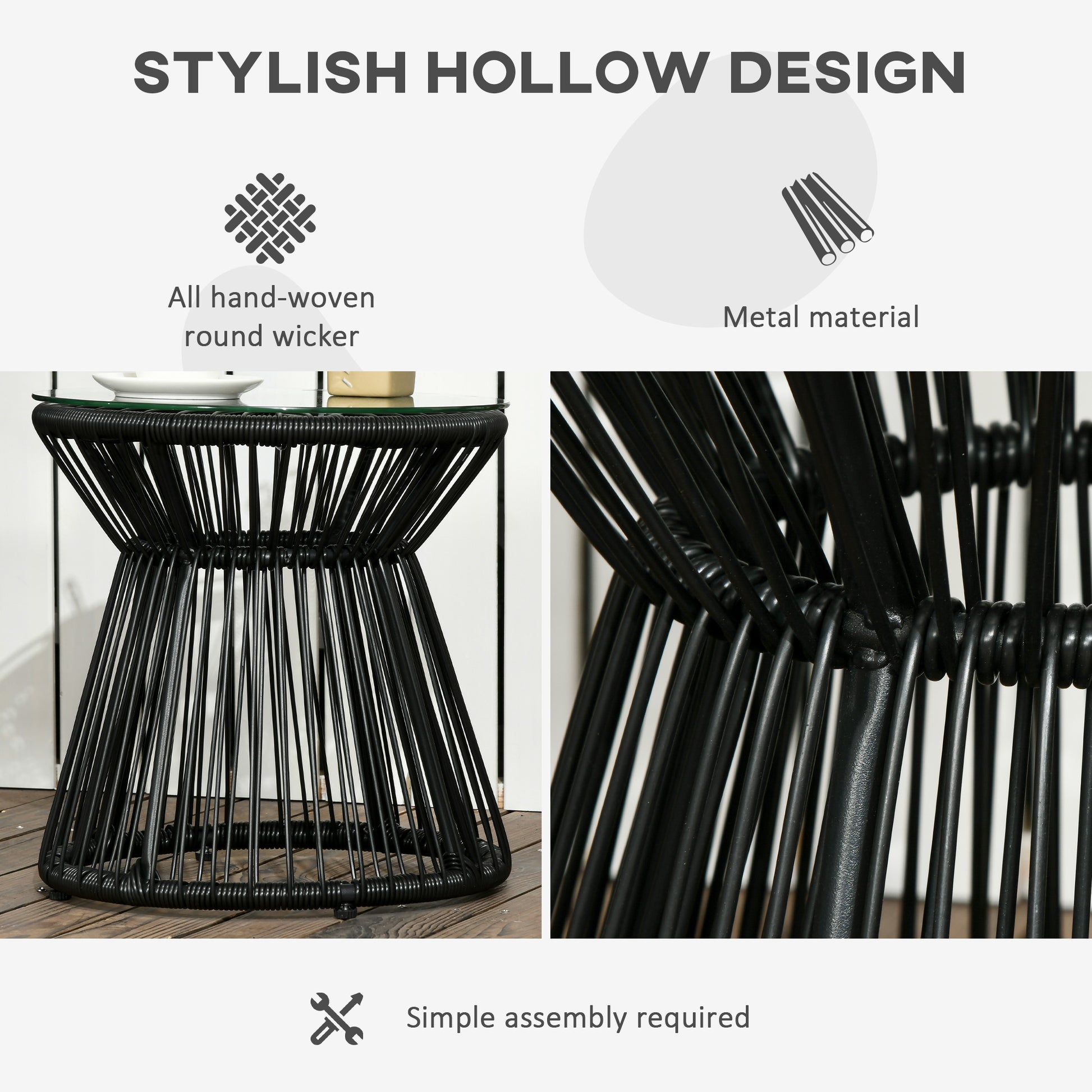 outsunny-round-end-table-rattan-side-table-hollow-drum-design-coffee-table-w-glass-tabletop-for-patio-garden-balcony-black