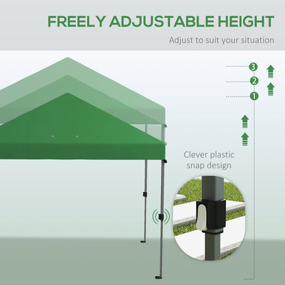 outsunny-3-x-3m-pop-up-gazebo-1-person-easy-up-marquee-party-tent-with-1-button-push-adjustable-straight-legs-wheeled-bag-stakes-ropes-sandbags-instant-shelter-green