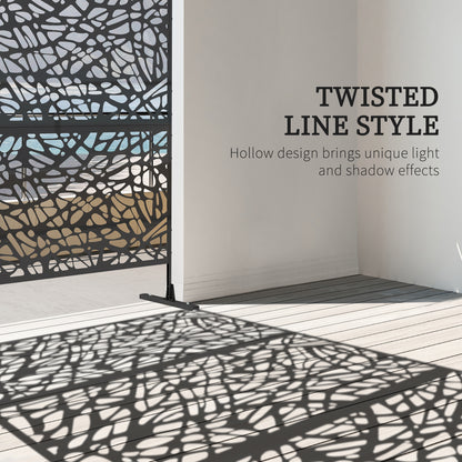 outsunny-metal-decorative-privacy-screen-outdoor-divider-black-twisted-lines