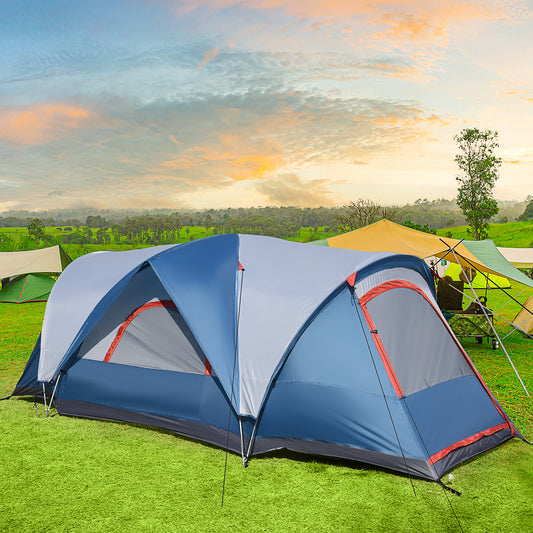 outsunny-3-4-man-camping-tent-with-2-rooms-dome-tent-with-2-doors-portable-carry-bag-uv-protection-for-fishing-hiking-blue