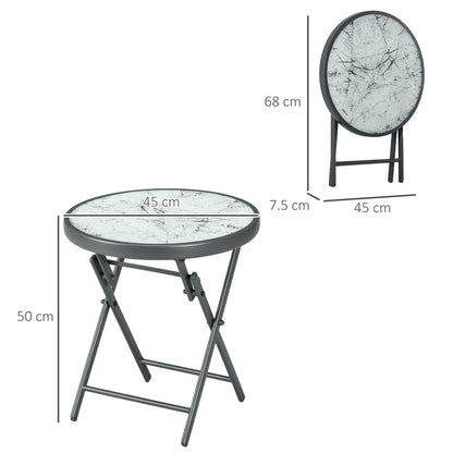outsunny-45cm-outdoor-side-table-round-folding-patio-table-with-imitation-marble-glass-top-small-coffee-table-white