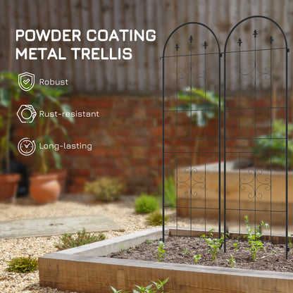 outsunny-metal-trellis-set-of-2-garden-trellis-for-climbing-plants-support-frames-arrow-design