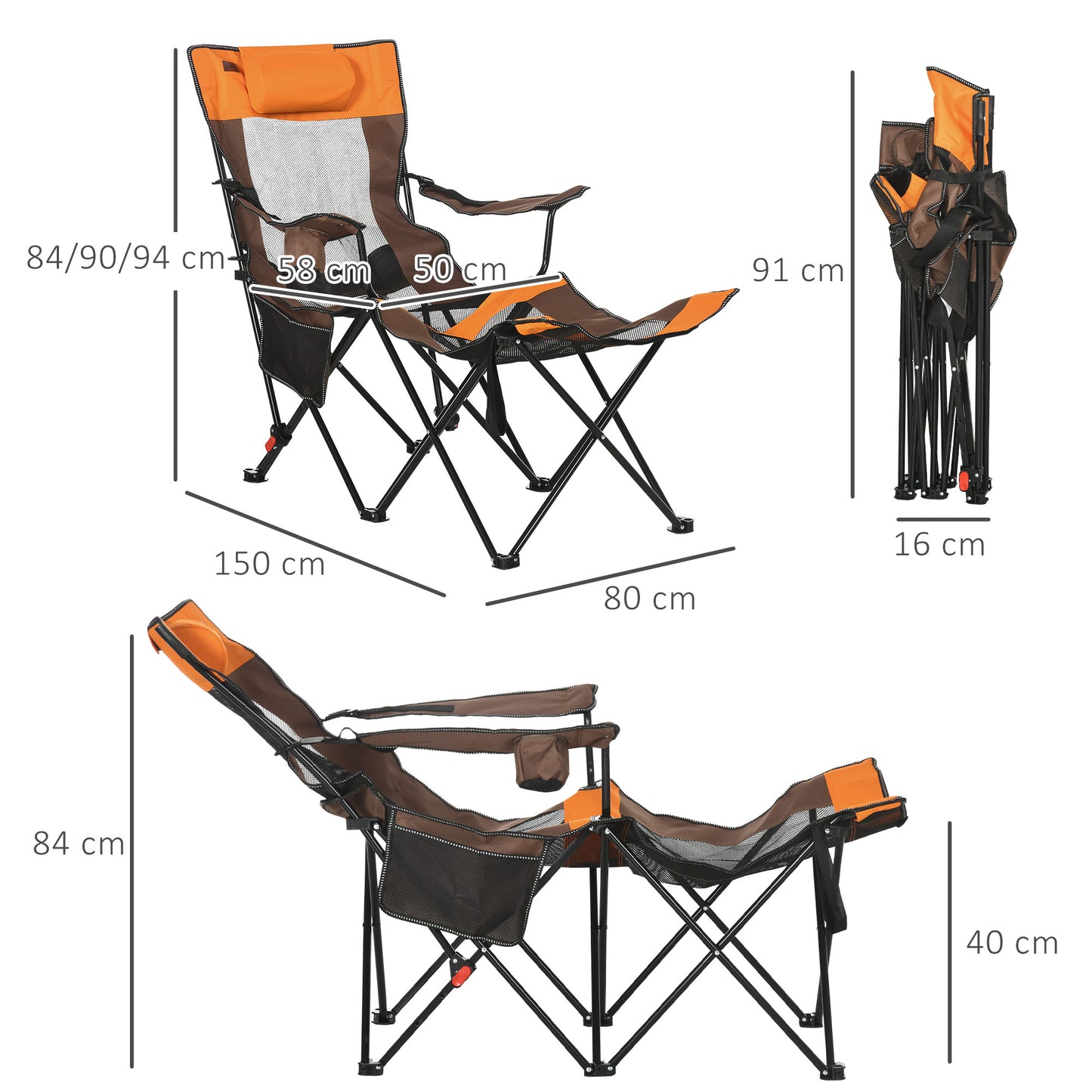 outsunny-foldable-reclining-garden-chairs-with-footrest-and-adjustable-backrest-portable-camping-chair-with-headrest-cup-holder-side-pocket-black