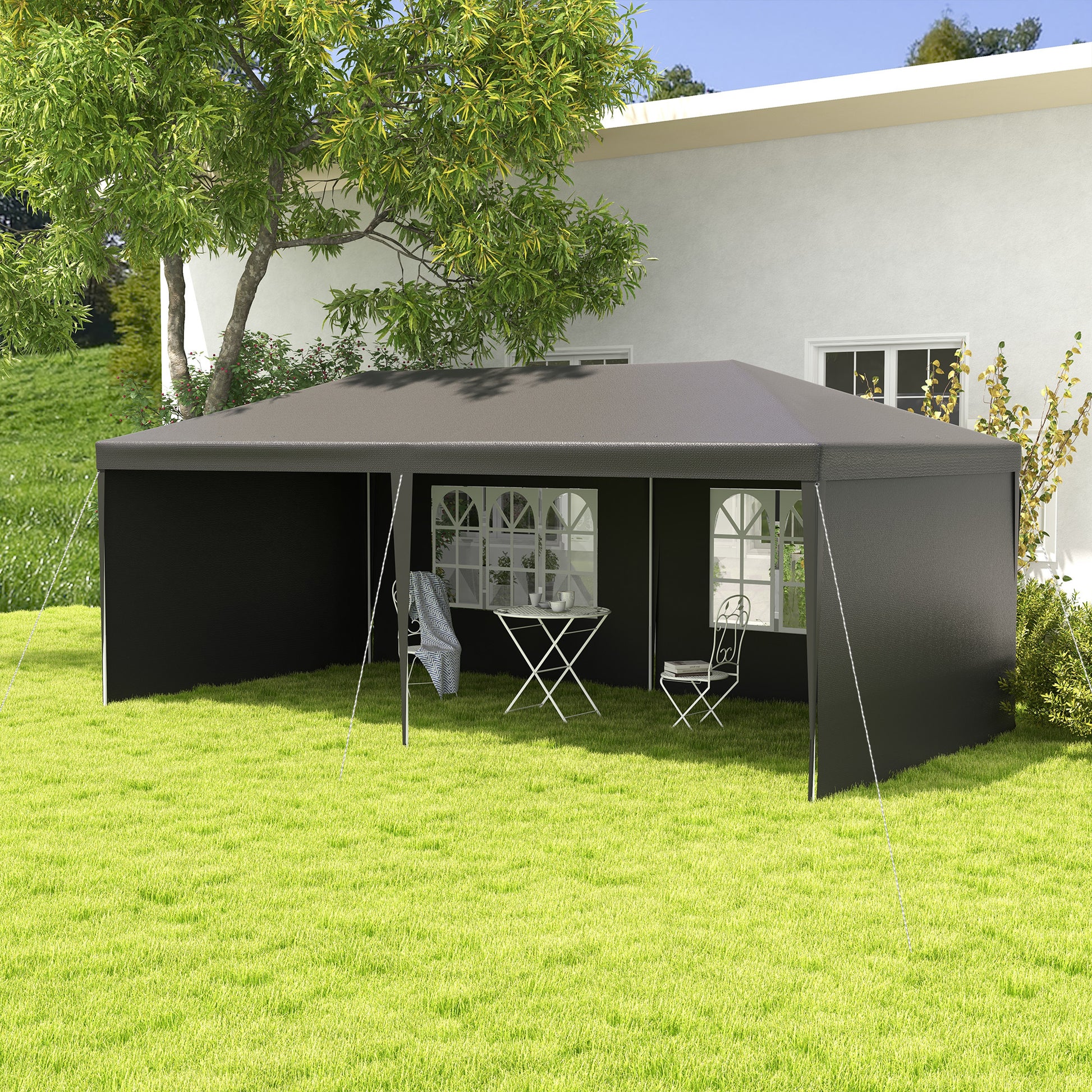 Outsunny 6x3m Party Tent Gazebo with Windows Side Panels