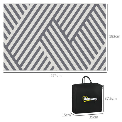 outsunny-plastic-straw-reversible-rv-outdoor-rug-with-carry-bag-182-x-274cm-grey-and-cream