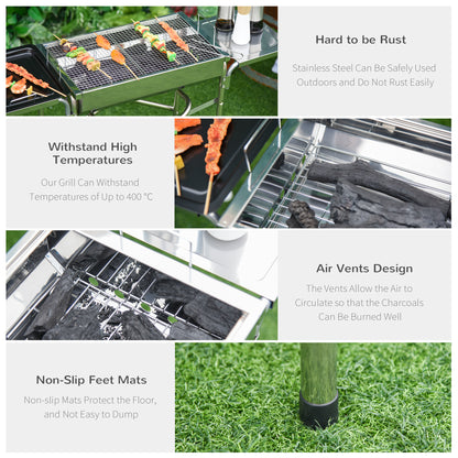 outsunny-folding-barbecue-grill-garden-rectangular-stainless-steel-bbq-w-adjustable-legs-bbq-grates-frying-plate-and-non-stick-pan-silver