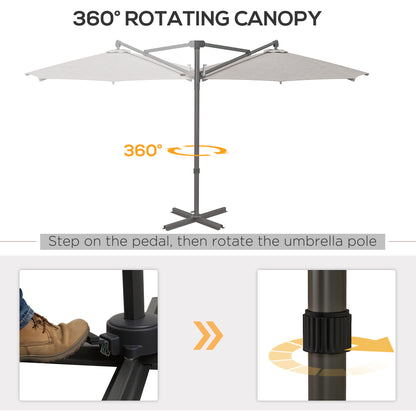 outsunny-3-m-cantilever-banana-parasol-with-cross-base-360-rotation-patio-umbrella-with-crank-handle-tilt-light-grey