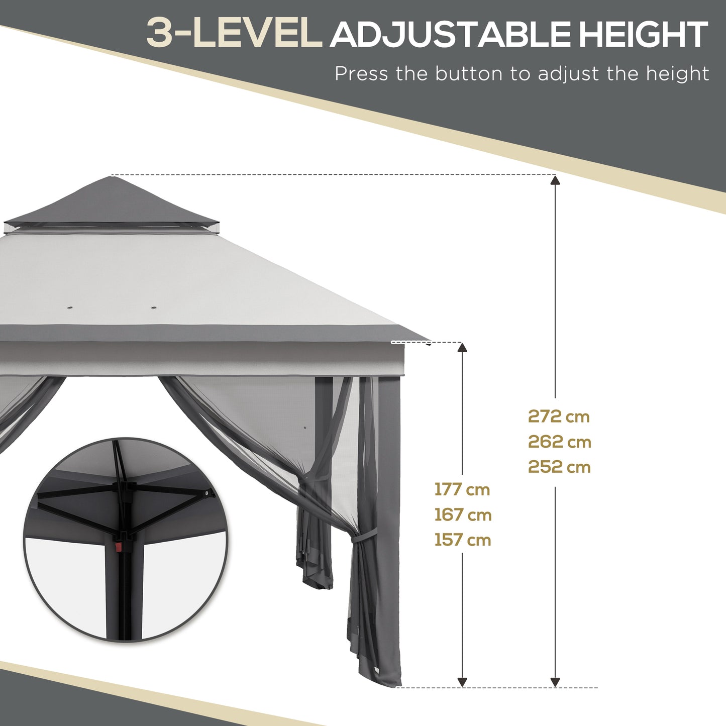 outsunny-3-x-3m-pop-up-gazebo-height-adjustable-instant-event-shelter-with-netting-and-carrying-bag-grey