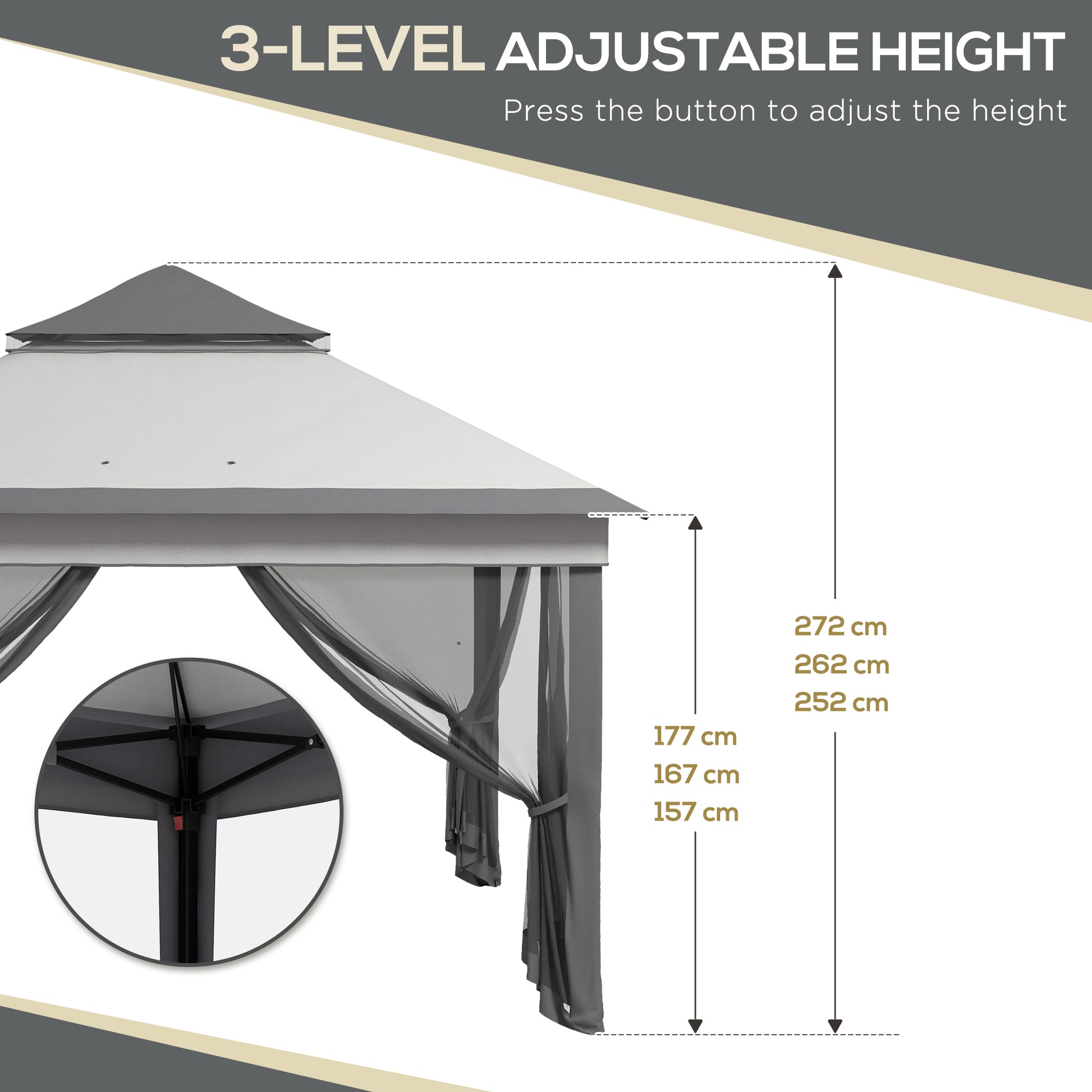 outsunny-3-x-3m-pop-up-gazebo-height-adjustable-instant-event-shelter-with-netting-and-carrying-bag-grey