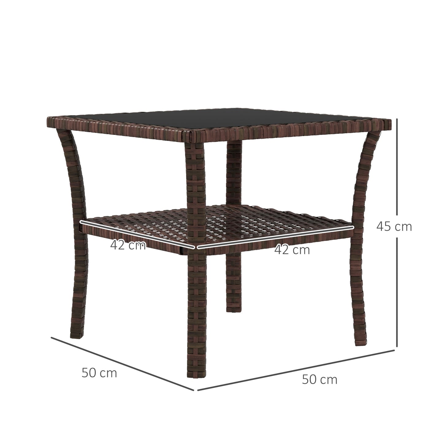 outsunny-50cm-outdoor-pe-rattan-coffee-table-patio-wicker-two-tier-side-table-with-glass-top-for-patio-garden-balcony-brown