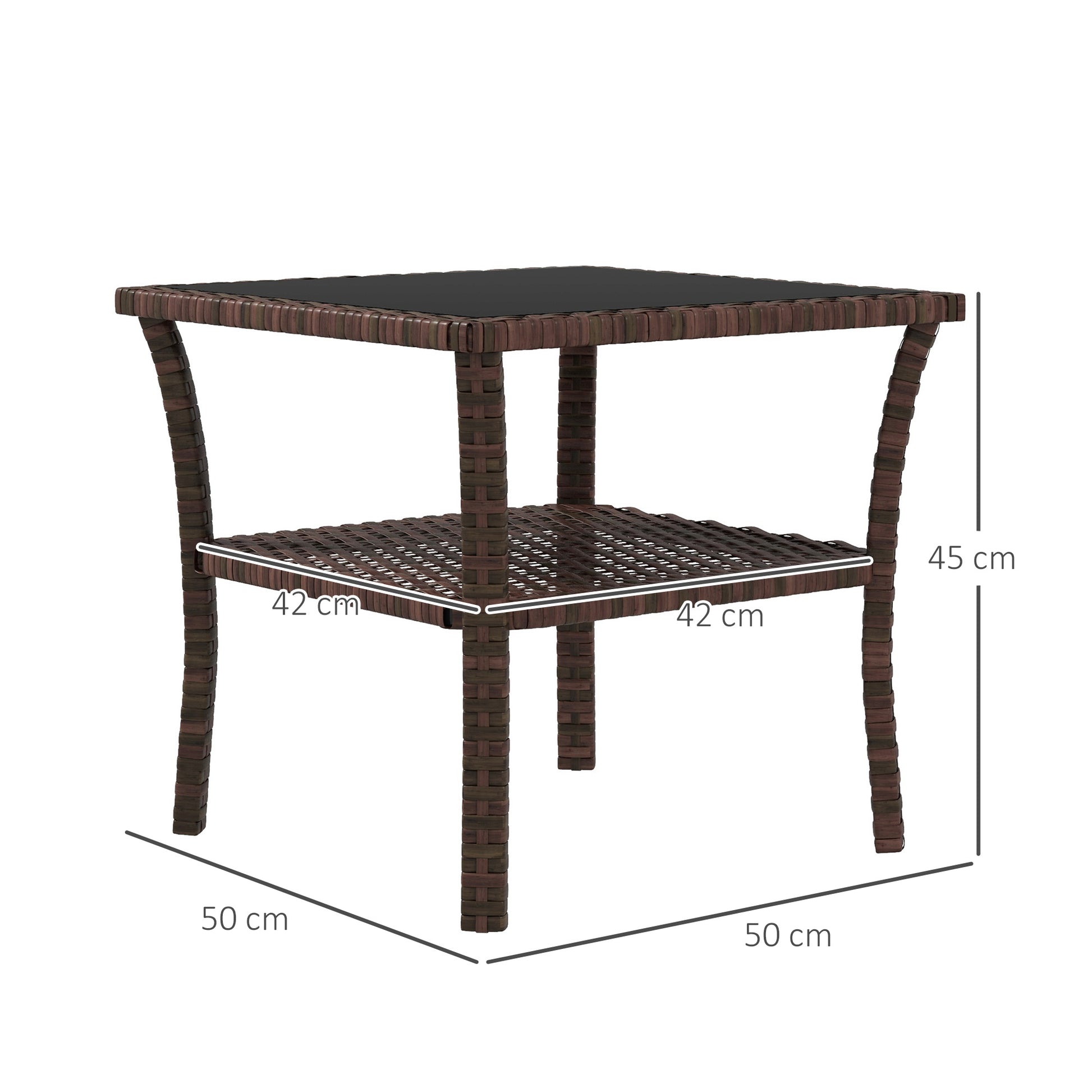 outsunny-50cm-outdoor-pe-rattan-coffee-table-patio-wicker-two-tier-side-table-with-glass-top-for-patio-garden-balcony-brown