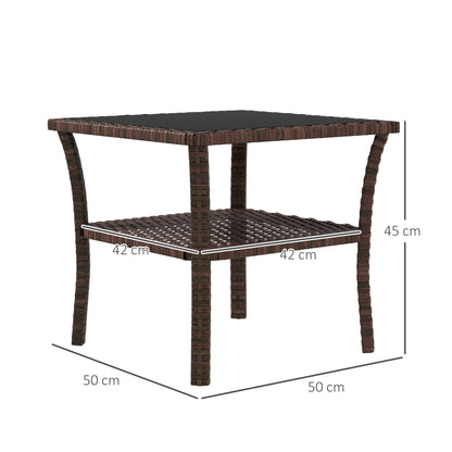 outsunny-50cm-outdoor-pe-rattan-coffee-table-patio-wicker-two-tier-side-table-with-glass-top-for-patio-garden-balcony-brown